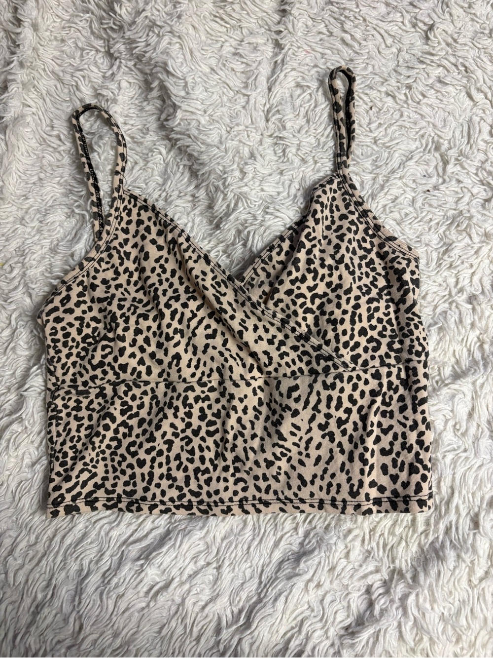 SHEIN Beige and Black Leopard Print Wrap Cami Tank